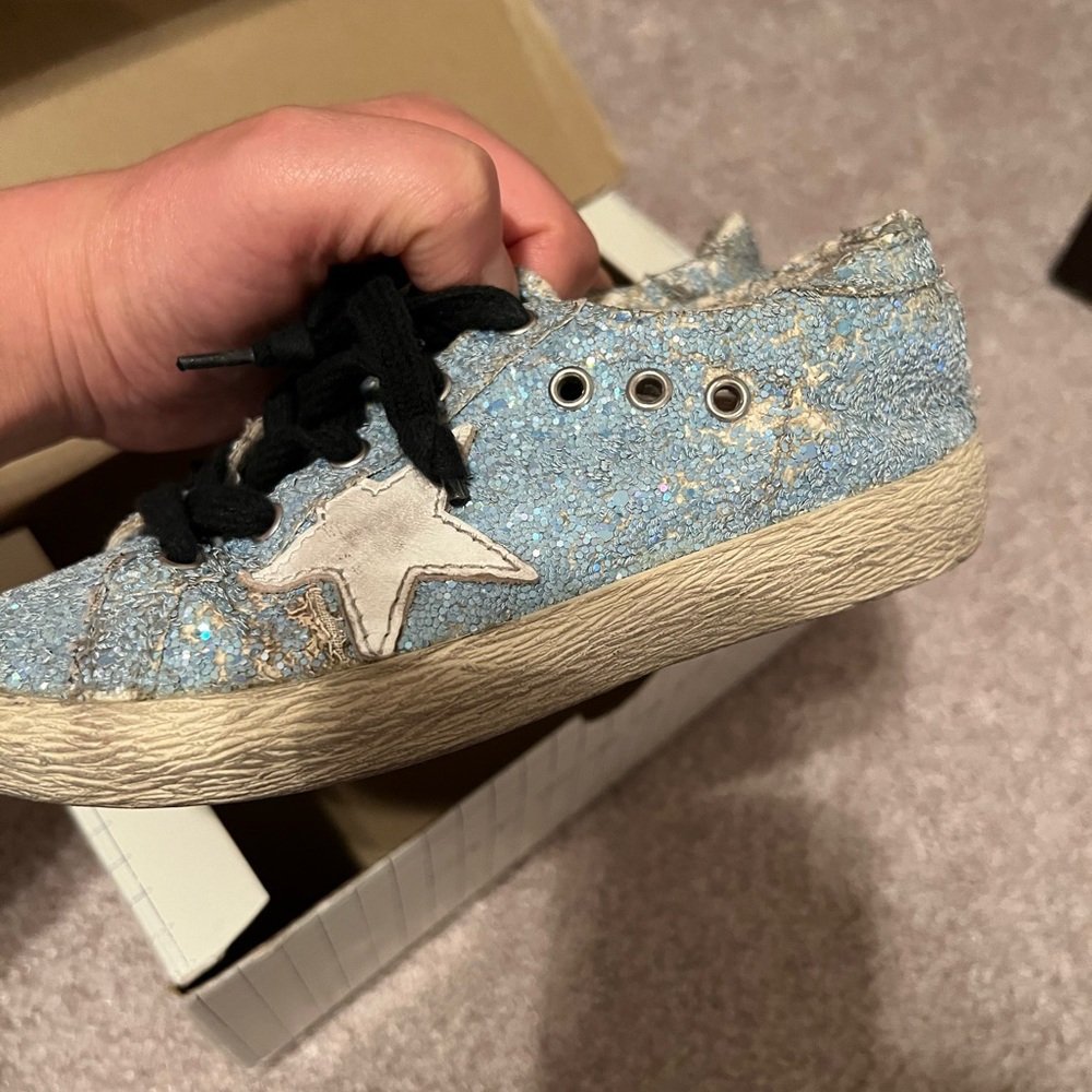 Golden Goose Kids Superstar Blue Glitter sneakers, Size 28 (10.5-11) - Picture 2 of 10